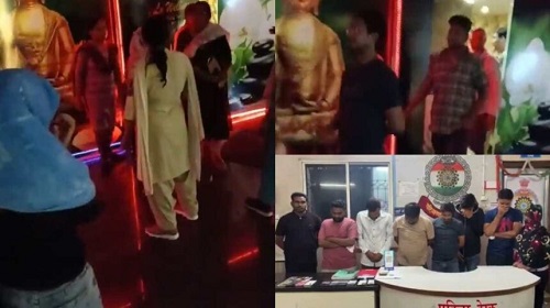 स्पा सेंटर की आड़ में देह व्यापार का भंडाफोड़, मैनेजर, महिला दलाल और ग्राहकों समेत कुल 9 गिरफ्तार
