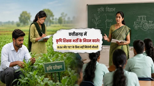 छत्तीसगढ़ में कृषि शिक्षक बनने के लिए B.Ed और TET जरूरी, राज्य सरकार की नई पात्रता शर्त, 90 % कृषि स्नातक आवेदन करने से हो जाएंगे वंचित