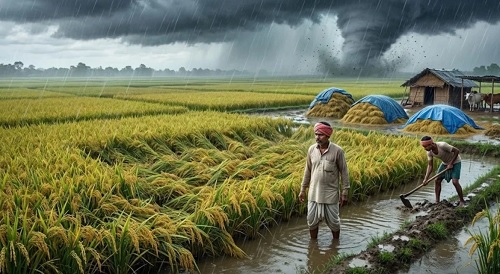 छत्तीसगढ़ में चक्रवाती तूफान का अलर्ट, 1 करोड़ एकड़ में खड़ी धान की फसल पर संकट, बारिश ने बढ़ाई किसानों की चिंता
